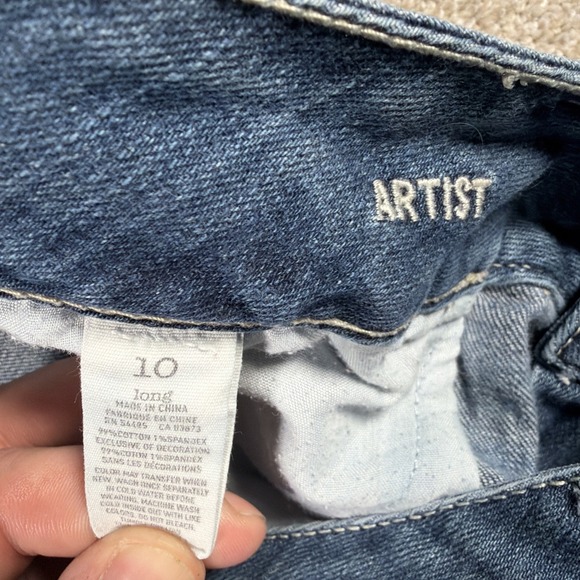 American Eagle Womens Artist Flare Jeans 10 Long (FITS 33 X 32) Stretch Distress - Picture 5 of 11